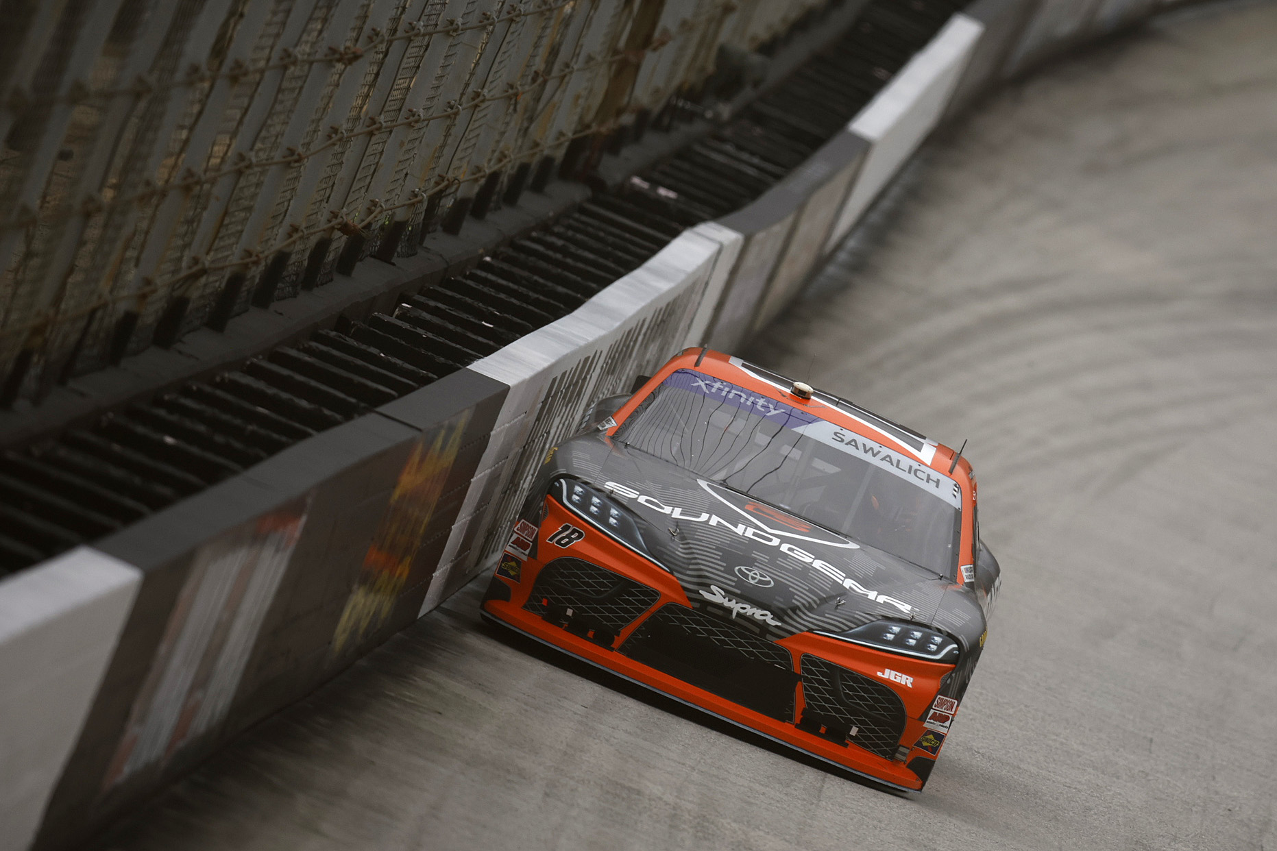 BRISTOL, TENNESSEE - APRIL 12: William Sawalich, driver of the #18 Soundgear Toyota, races during practice for the NASCAR Xfinity Series SciAps 300 at Bristol Motor Speedway on April 12, 2025 in Bristol, Tennessee. (Photo by Sean Gardner/Getty Images) | Getty Images