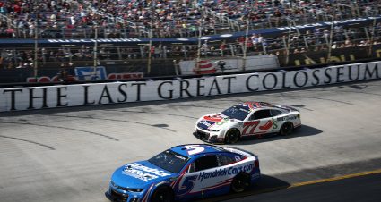 BRISTOL, TENNESSEE - APRIL 13: Kyle Larson, driver of the #5 HendrickCars.com Chevrolet, leads during the NASCAR Cup Series Food City 500 at Bristol Motor Speedway on April 13, 2025 in Bristol, Tennessee. (Photo by Jared C. Tilton/Getty Images) | Getty Images