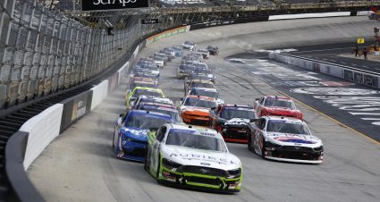 BRISTOL, TENNESSEE - APRIL 12: Sam Mayer, driver of the #41 Audibel Ford, leads during the NASCAR Xfinity Series SciAps 300 at Bristol Motor Speedway on April 12, 2025 in Bristol, Tennessee. (Photo by Sean Gardner/Getty Images) | Getty Images