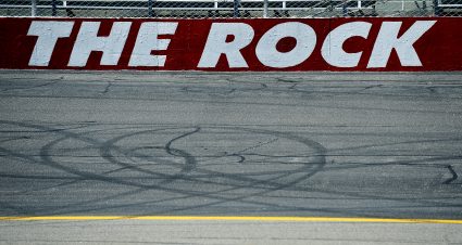 ROCKINGHAM, NC - APRIL 14: The Rock sign before qualifying for the Good Sam Roadside Assistance 200 at Rockingham Speedway on April 14, 2012 in Rockingham, North Carolina. (Photo by Rainier Ehrhardt/Getty Images for NASCAR) | Getty Images