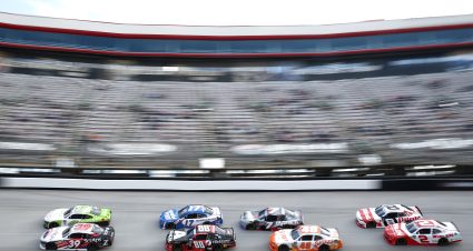 BRISTOL, TENNESSEE - APRIL 12: Ryan Sieg, driver of the #39 Sci Aps Ford, leads a pack of cars during the NASCAR Xfinity Series SciAps 300 at Bristol Motor Speedway on April 12, 2025 in Bristol, Tennessee. (Photo by Jared C. Tilton/Getty Images) | Getty Images