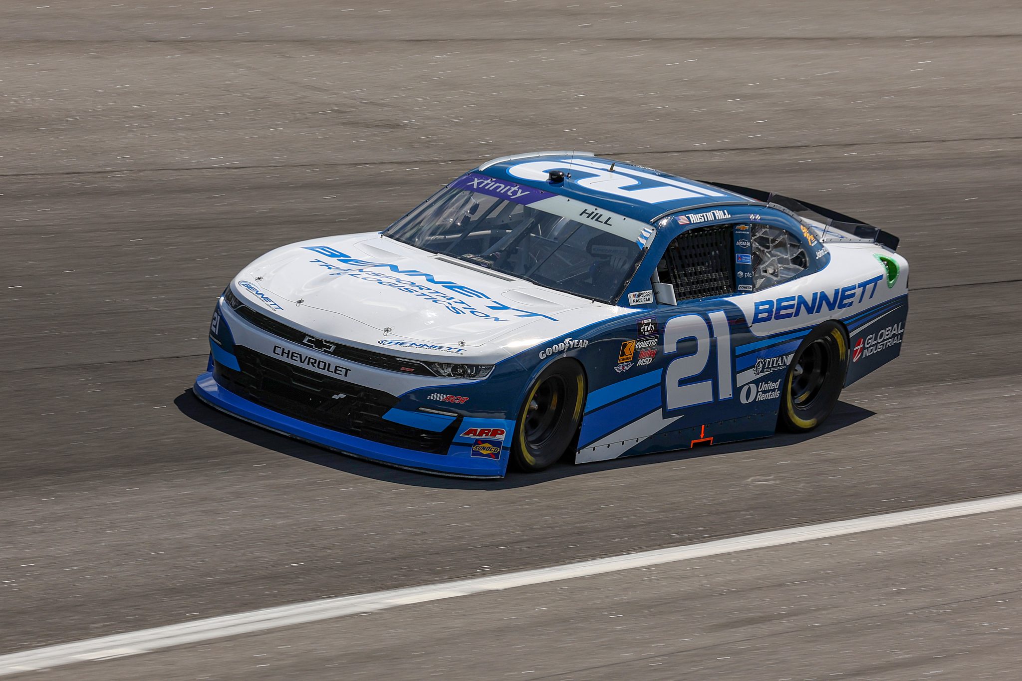 ROCKINGHAM, NORTH CAROLINA - APRIL 18: Austin Hill, driver of the #21 Bennett Transportation Chevrolet, drives during practice for the NASCAR Xfinity Series North Carolina Education Lottery 250 presented by Black’s Tire at Rockingham Speedway on April 18, 2025 in Rockingham, North Carolina. (Photo by James Gilbert/Getty Images) | Getty Images