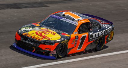 ROCKINGHAM, NORTH CAROLINA - APRIL 18: Carson Kvapil, driver of the #1 Bass Pro Shops/Clarience Tech Chevrolet, drives during practice for the NASCAR Xfinity Series North Carolina Education Lottery 250 presented by Black’s Tire at Rockingham Speedway on April 18, 2025 in Rockingham, North Carolina. (Photo by James Gilbert/Getty Images) | Getty Images