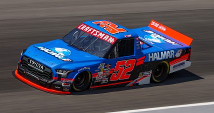 ROCKINGHAM, NORTH CAROLINA - APRIL 18: Stewart Friesen, driver of the #52 Halmar International Toyota, drives during practice for the NASCAR Craftsman Truck Series Black's Tire 200  at Rockingham Speedway on April 18, 2025 in Rockingham, North Carolina. (Photo by James Gilbert/Getty Images) | Getty Images