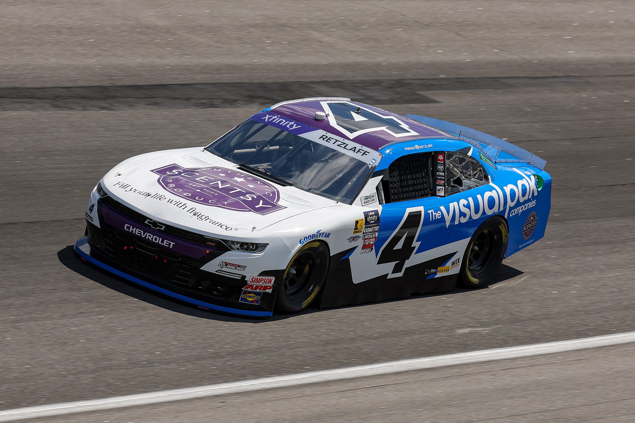 ROCKINGHAM, NORTH CAROLINA - APRIL 18: Parker Retzlaff, driver of the #4 Scentsy Chevrolet, drives during practice for the NASCAR Xfinity Series North Carolina Education Lottery 250 presented by Black’s Tire at Rockingham Speedway on April 18, 2025 in Rockingham, North Carolina. (Photo by James Gilbert/Getty Images) | Getty Images
