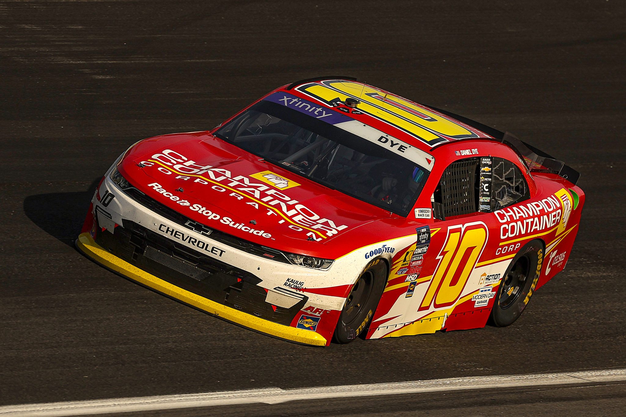 ROCKINGHAM, NORTH CAROLINA - APRIL 19: Daniel Dye, driver of the #10 Champion Container Chevrolet, drives during the NASCAR Xfinity Series North Carolina Education Lottery 250 presented by Black's Tire at Rockingham Speedway on April 19, 2025 in Rockingham, North Carolina. (Photo by James Gilbert/Getty Images) | Getty Images