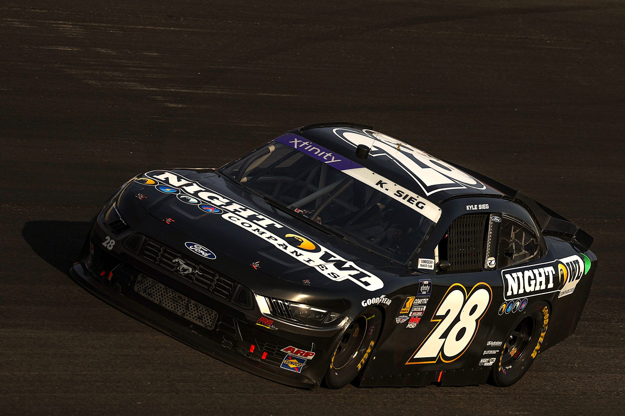 ROCKINGHAM, NORTH CAROLINA - APRIL 19: Kyle Sieg, driver of the #28 Night Owl Companies Ford, drives during the NASCAR Xfinity Series North Carolina Education Lottery 250 presented by Black's Tire at Rockingham Speedway on April 19, 2025 in Rockingham, North Carolina. (Photo by James Gilbert/Getty Images) | Getty Images
