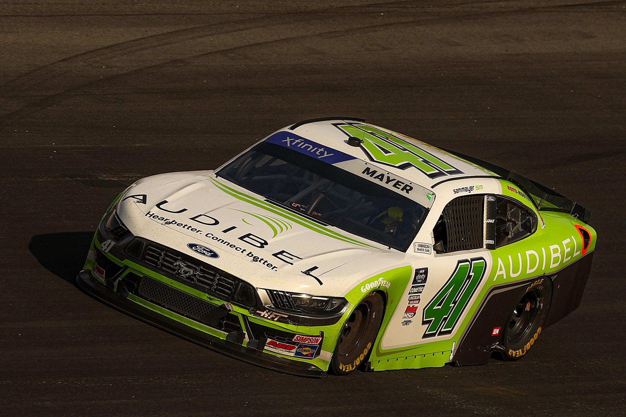 ROCKINGHAM, NORTH CAROLINA - APRIL 19: Sam Mayer, driver of the #41 Audibel Ford, drives during the NASCAR Xfinity Series North Carolina Education Lottery 250 presented by Black's Tire at Rockingham Speedway on April 19, 2025 in Rockingham, North Carolina. (Photo by James Gilbert/Getty Images) | Getty Images