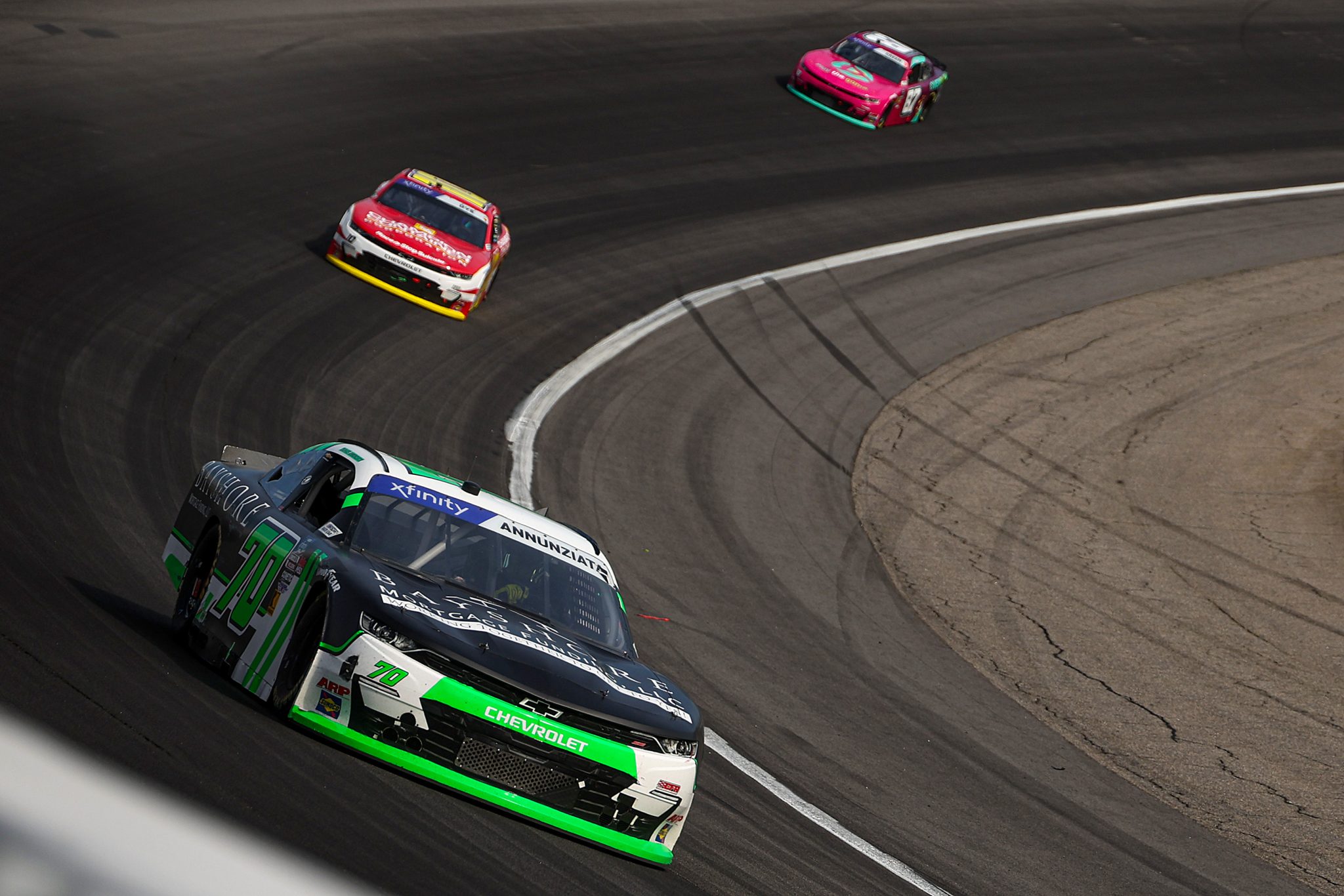 ROCKINGHAM, NORTH CAROLINA - APRIL 19: Thomas Annunziata, driver of the #70 Bayshore Mortgage Chevrolet, drives during the NASCAR Xfinity Series North Carolina Education Lottery 250 presented by Black's Tire at Rockingham Speedway on April 19, 2025 in Rockingham, North Carolina. (Photo by James Gilbert/Getty Images) | Getty Images