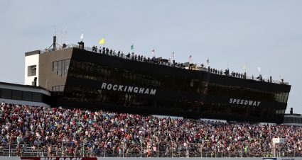 ROCKINGHAM, NORTH CAROLINA - APRIL 19: A general view of racing during the NASCAR Xfinity Series North Carolina Education Lottery 250 presented by Black's Tire at Rockingham Speedway on April 19, 2025 in Rockingham, North Carolina. (Photo by James Gilbert/Getty Images) | Getty Images