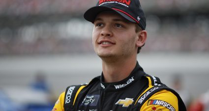 TALLADEGA, ALABAMA - APRIL 25: Jesse Love, driver of the #2 WAT Chevrolet, looks on during qualifying for the NASCAR Xfinity Series Ag-Pro 300 at Talladega Superspeedway on April 25, 2025 in Talladega, Alabama. (Photo by Sean Gardner/Getty Images) | Getty Images