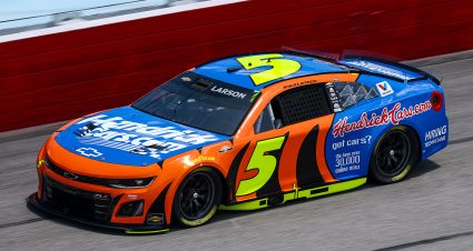 DARLINGTON, SOUTH CAROLINA - APRIL 05: Kyle Larson, driver of the #5 HendrickCars.com Chevrolet, drives during practice for the NASCAR Cup Series Goodyear 400 at Darlington Raceway on April 05, 2025 in Darlington, South Carolina. (Photo by Jared C. Tilton/Getty Images) | Getty Images