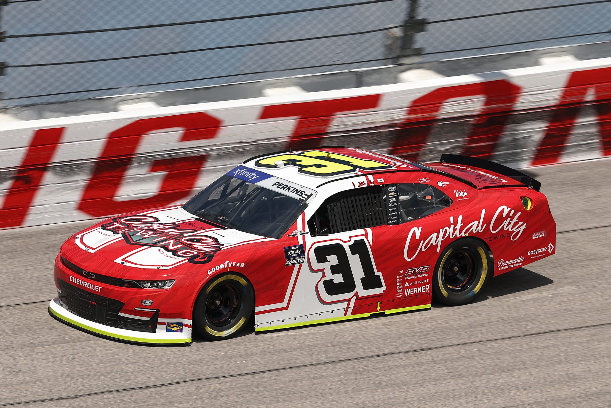 DARLINGTON, SOUTH CAROLINA - APRIL 05: Blaine Perkins, driver of the #31 Capital City Towing Chevrolet, drives during qualifying for the NASCAR Xfinity Series port Clips Haircuts VFW Help A Hero 200 at Darlington Raceway on April 05, 2025 in Darlington, South Carolina. (Photo by Jared C. Tilton/Getty Images) | Getty Images