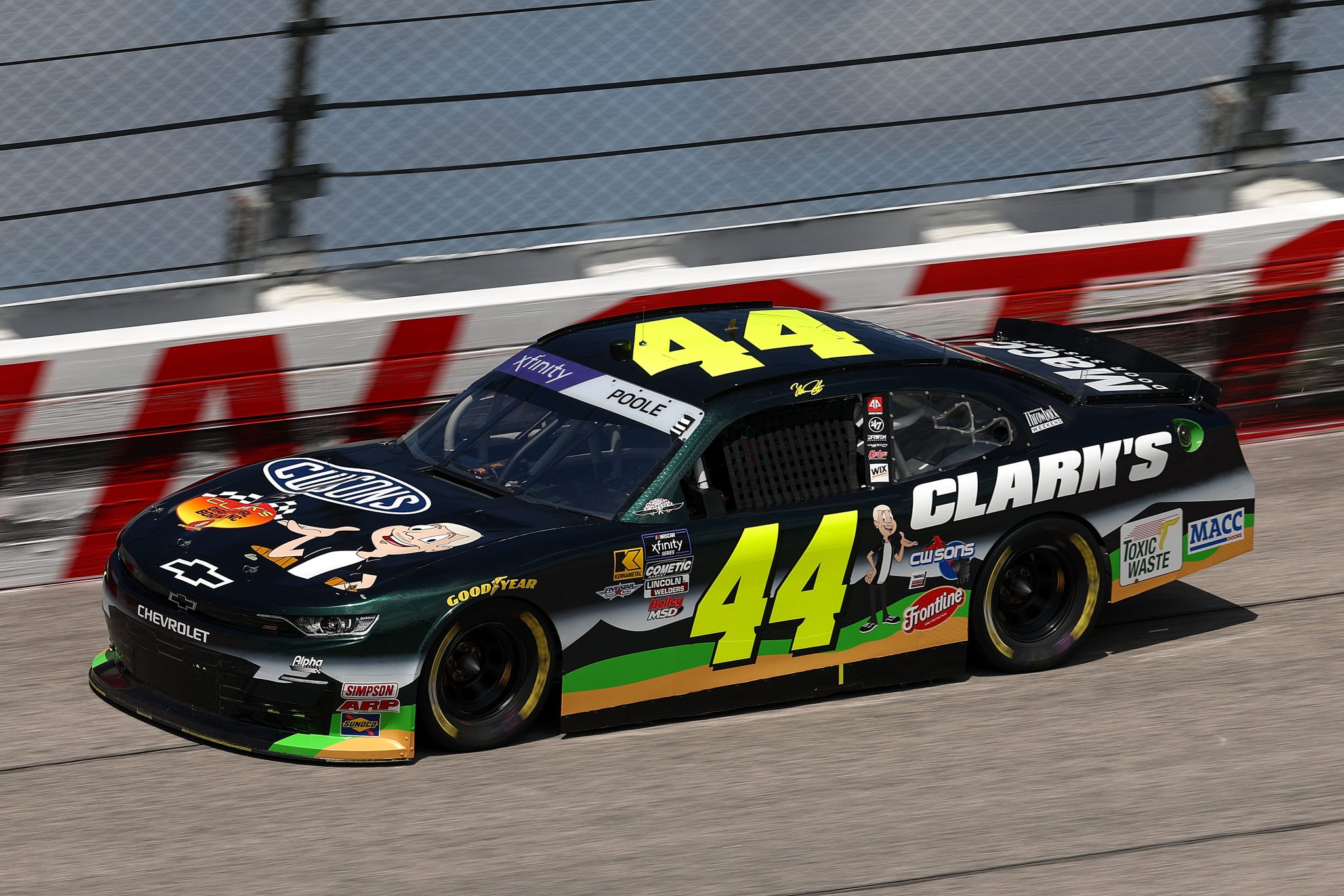 DARLINGTON, SOUTH CAROLINA - APRIL 05: Brennan Poole, driver of the #44 CW & Sons/Clark's Chevrolet, drives during qualifying for the NASCAR Xfinity Series port Clips Haircuts VFW Help A Hero 200 at Darlington Raceway on April 05, 2025 in Darlington, South Carolina. (Photo by Jared C. Tilton/Getty Images) | Getty Images