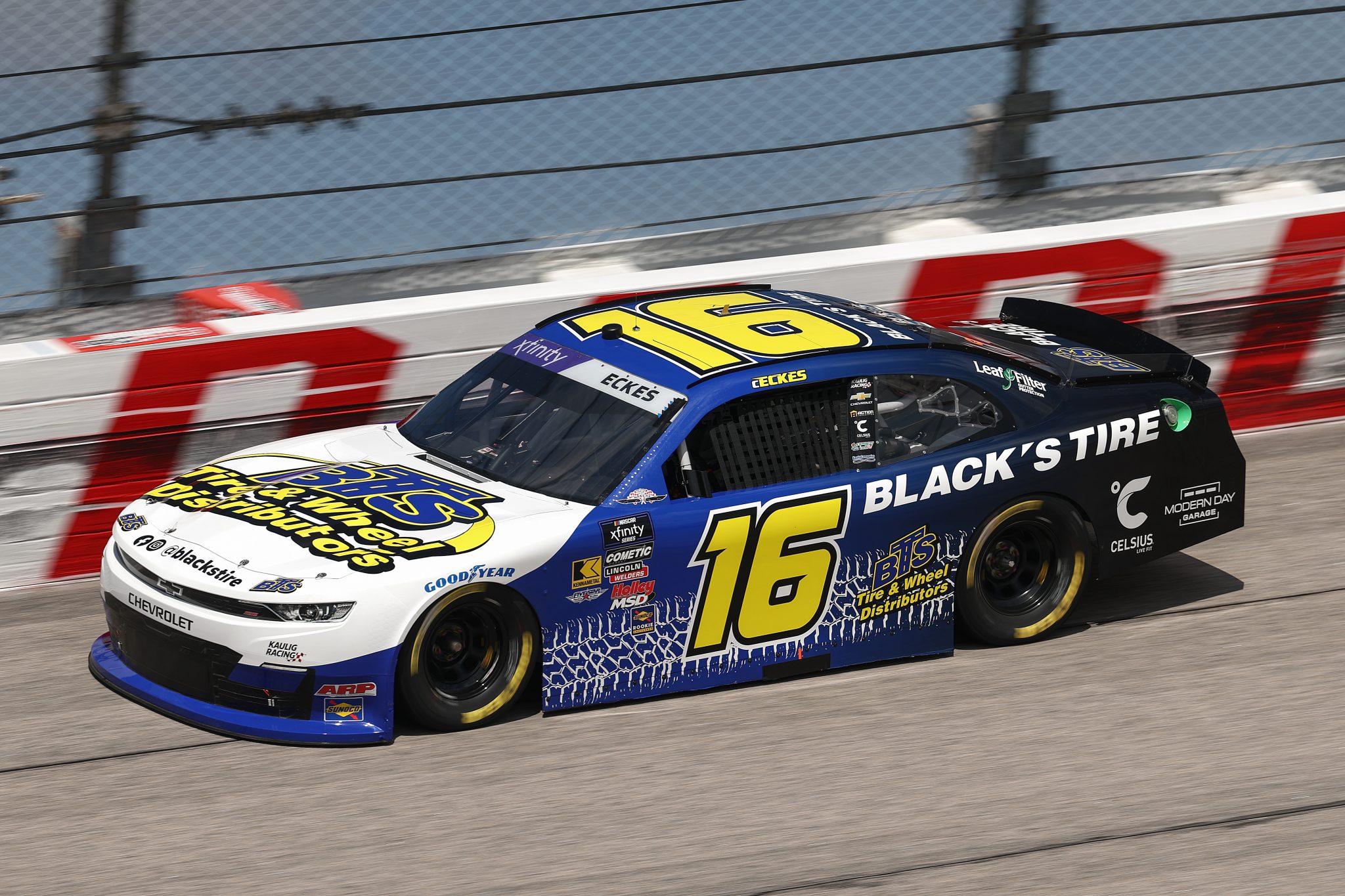 DARLINGTON, SOUTH CAROLINA - APRIL 05: Christian Eckes, driver of the #16 Black's Tire Chevrolet, drives during qualifying for the NASCAR Xfinity Series port Clips Haircuts VFW Help A Hero 200 at Darlington Raceway on April 05, 2025 in Darlington, South Carolina. (Photo by Jared C. Tilton/Getty Images) | Getty Images