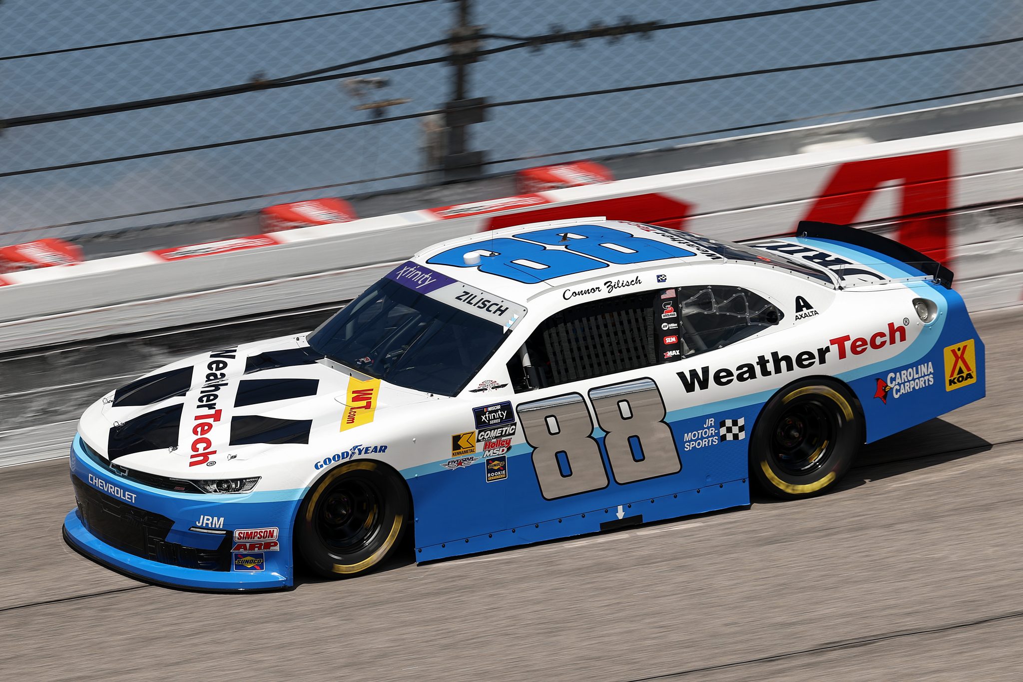 DARLINGTON, SOUTH CAROLINA - APRIL 05: Connor Zilisch, driver of the #88 WeatherTech Chevrolet, drives during qualifying for the NASCAR Xfinity Series port Clips Haircuts VFW Help A Hero 200 at Darlington Raceway on April 05, 2025 in Darlington, South Carolina. (Photo by Jared C. Tilton/Getty Images) | Getty Images