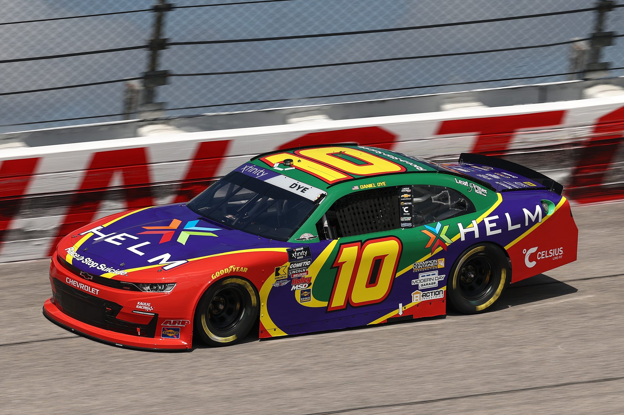 DARLINGTON, SOUTH CAROLINA - APRIL 05: Daniel Dye, driver of the #10 HELM Chevrolet, drives during qualifying for the NASCAR Xfinity Series port Clips Haircuts VFW Help A Hero 200 at Darlington Raceway on April 05, 2025 in Darlington, South Carolina. (Photo by Jared C. Tilton/Getty Images) | Getty Images