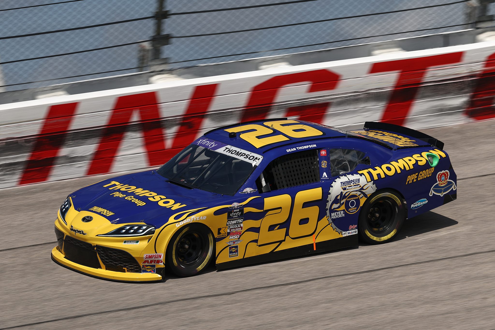 DARLINGTON, SOUTH CAROLINA - APRIL 05: Dean Thompson, driver of the #26 Thompson Pipe Group Toyota, drives during qualifying for the NASCAR Xfinity Series port Clips Haircuts VFW Help A Hero 200 at Darlington Raceway on April 05, 2025 in Darlington, South Carolina. (Photo by Jared C. Tilton/Getty Images) | Getty Images