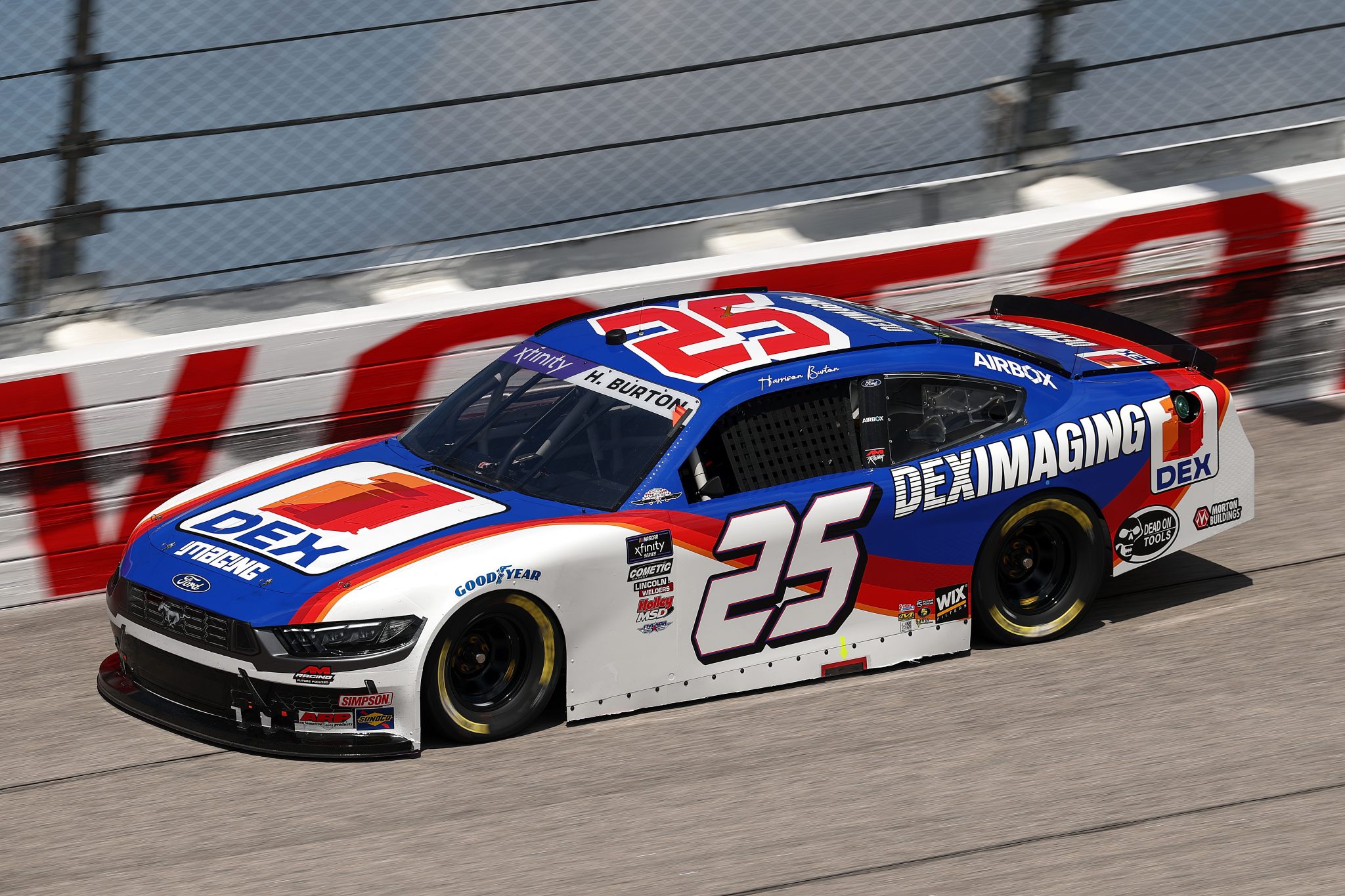 DARLINGTON, SOUTH CAROLINA - APRIL 05: Harrison Burton, driver of the #25 DEX Imaging Ford, drives during qualifying for the NASCAR Xfinity Series port Clips Haircuts VFW Help A Hero 200 at Darlington Raceway on April 05, 2025 in Darlington, South Carolina. (Photo by Jared C. Tilton/Getty Images) | Getty Images
