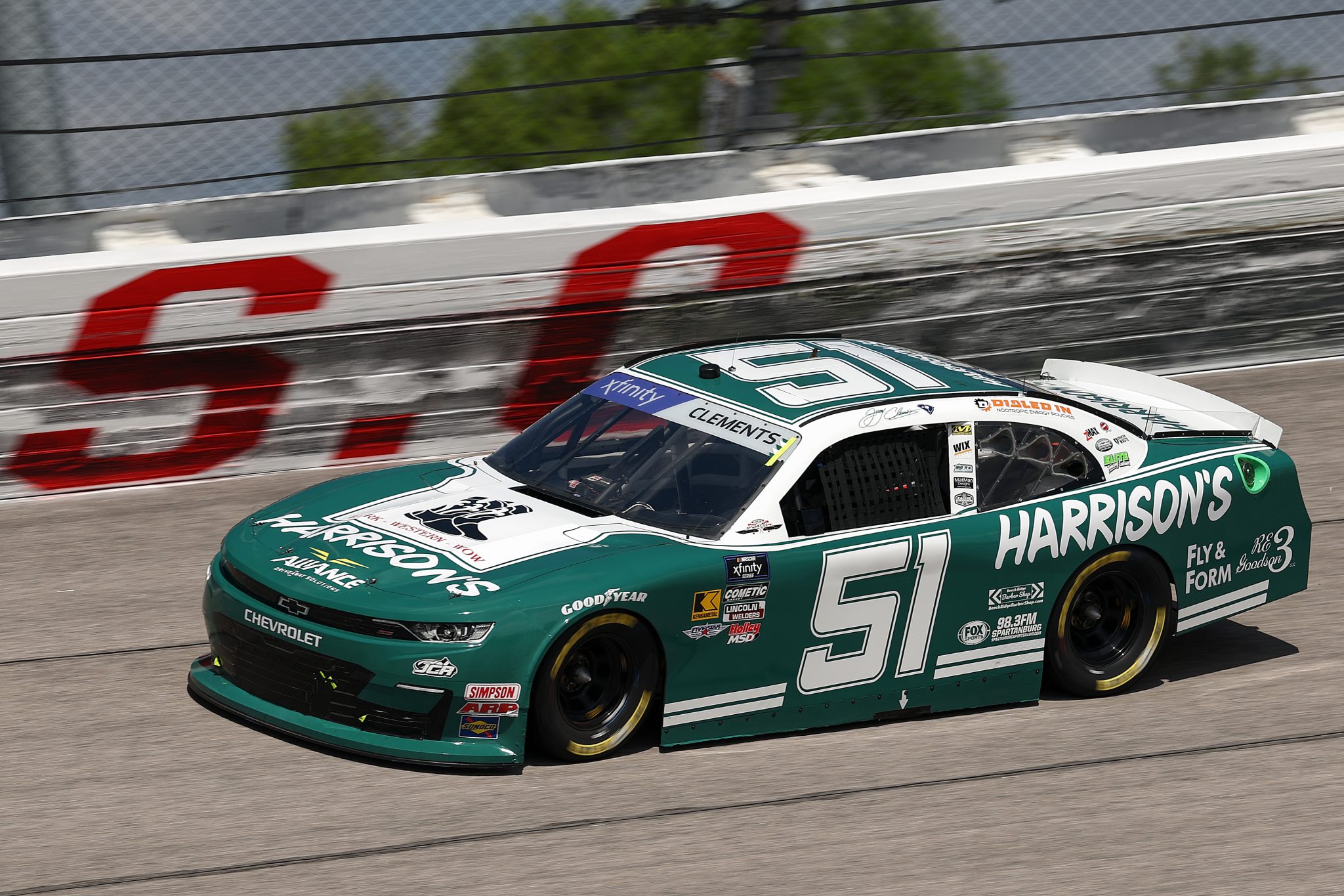 DARLINGTON, SOUTH CAROLINA - APRIL 05: Jeremy Clements, driver of the #51 Harrison's Chevrolet, drives during qualifying for the NASCAR Xfinity Series port Clips Haircuts VFW Help A Hero 200 at Darlington Raceway on April 05, 2025 in Darlington, South Carolina. (Photo by Jared C. Tilton/Getty Images) | Getty Images