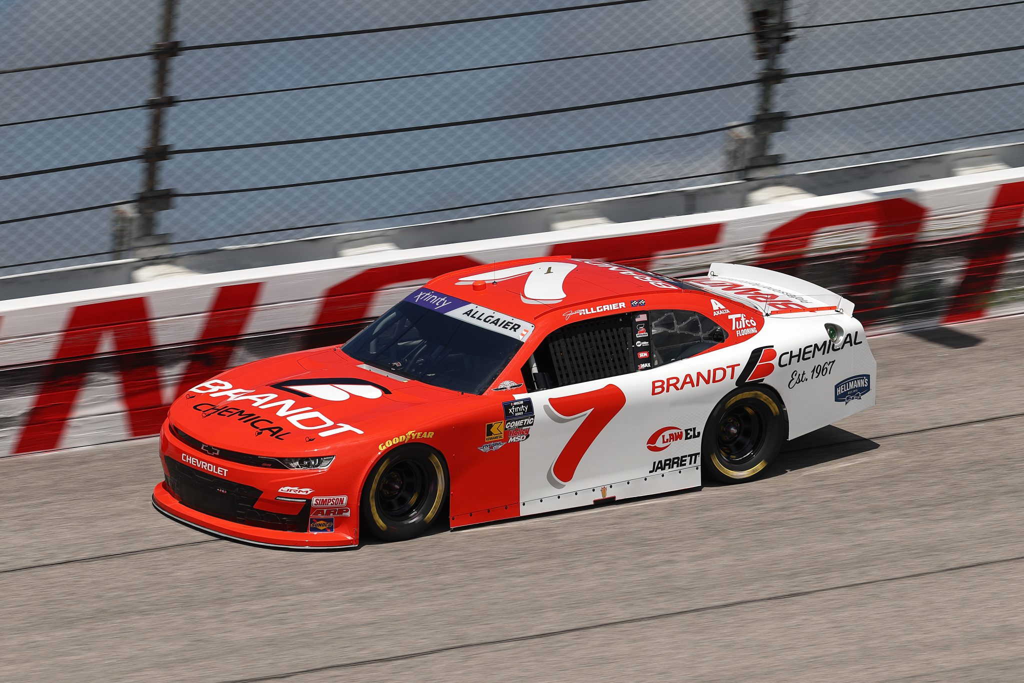 DARLINGTON, SOUTH CAROLINA - APRIL 05: Justin Allgaier, driver of the #7 BRANDT Chevrolet, drives during qualifying for the NASCAR Xfinity Series port Clips Haircuts VFW Help A Hero 200 at Darlington Raceway on April 05, 2025 in Darlington, South Carolina. (Photo by Jared C. Tilton/Getty Images) | Getty Images