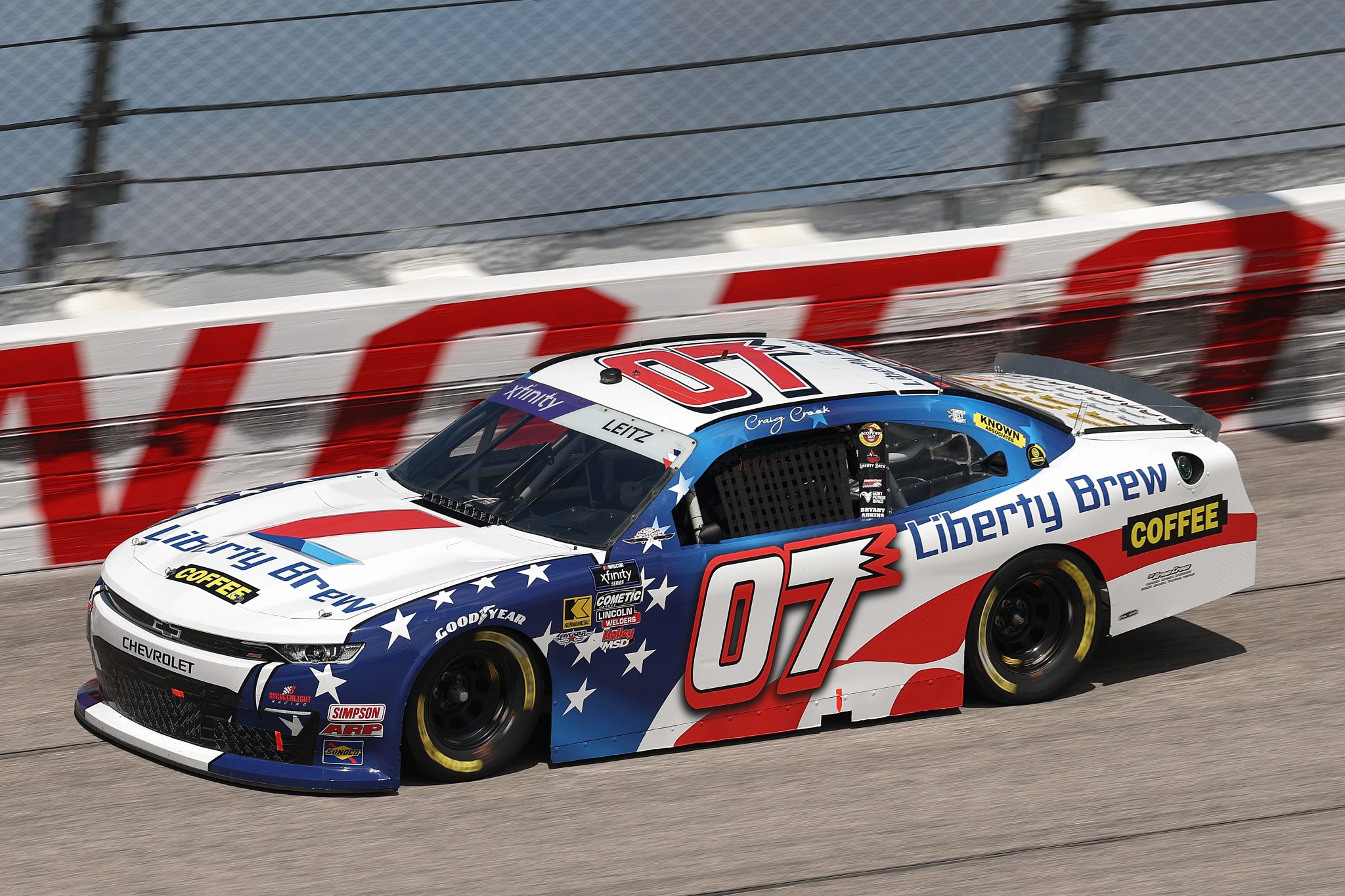 DARLINGTON, SOUTH CAROLINA - APRIL 05: Nick Leitz, driver of the #07 Liberty Brew Chevrolet, drives during qualifying for the NASCAR Xfinity Series port Clips Haircuts VFW Help A Hero 200 at Darlington Raceway on April 05, 2025 in Darlington, South Carolina. (Photo by Jared C. Tilton/Getty Images) | Getty Images