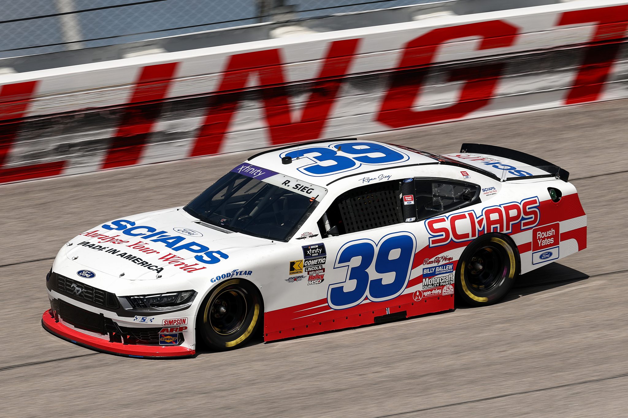 DARLINGTON, SOUTH CAROLINA - APRIL 05: Ryan Sieg, driver of the #39 Sci Aps Ford, drives during qualifying for the NASCAR Xfinity Series port Clips Haircuts VFW Help A Hero 200 at Darlington Raceway on April 05, 2025 in Darlington, South Carolina. (Photo by Jared C. Tilton/Getty Images) | Getty Images