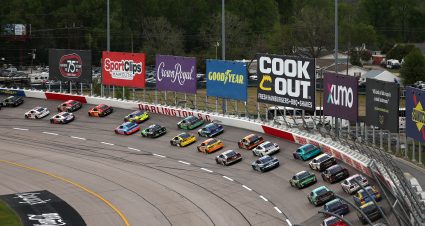 DARLINGTON, SOUTH CAROLINA - APRIL 06: A general view of racing during the NASCAR Cup Series Goodyear 400 at Darlington Raceway on April 06, 2025 in Darlington, South Carolina. (Photo by James Gilbert/Getty Images) | Getty Images