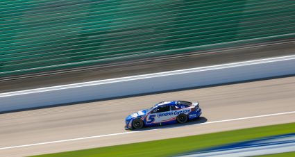 KANSAS CITY, KANSAS - MAY 10: Kyle Larson, driver of the #5 HendrickCars.com Chevrolet, drives during practice for the NASCAR Cup Series AdventHealth 400 at Kansas Speedway on May 10, 2025 in Kansas City, Kansas. (Photo by Chris Graythen/Getty Images) | Getty Images
