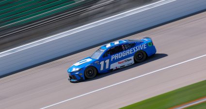KANSAS CITY, KANSAS - MAY 10: Denny Hamlin, driver of the #11 Progressive Toyota, drives during practice for the NASCAR Cup Series AdventHealth 400 at Kansas Speedway on May 10, 2025 in Kansas City, Kansas. (Photo by Jamie Squire/Getty Images) | Getty Images