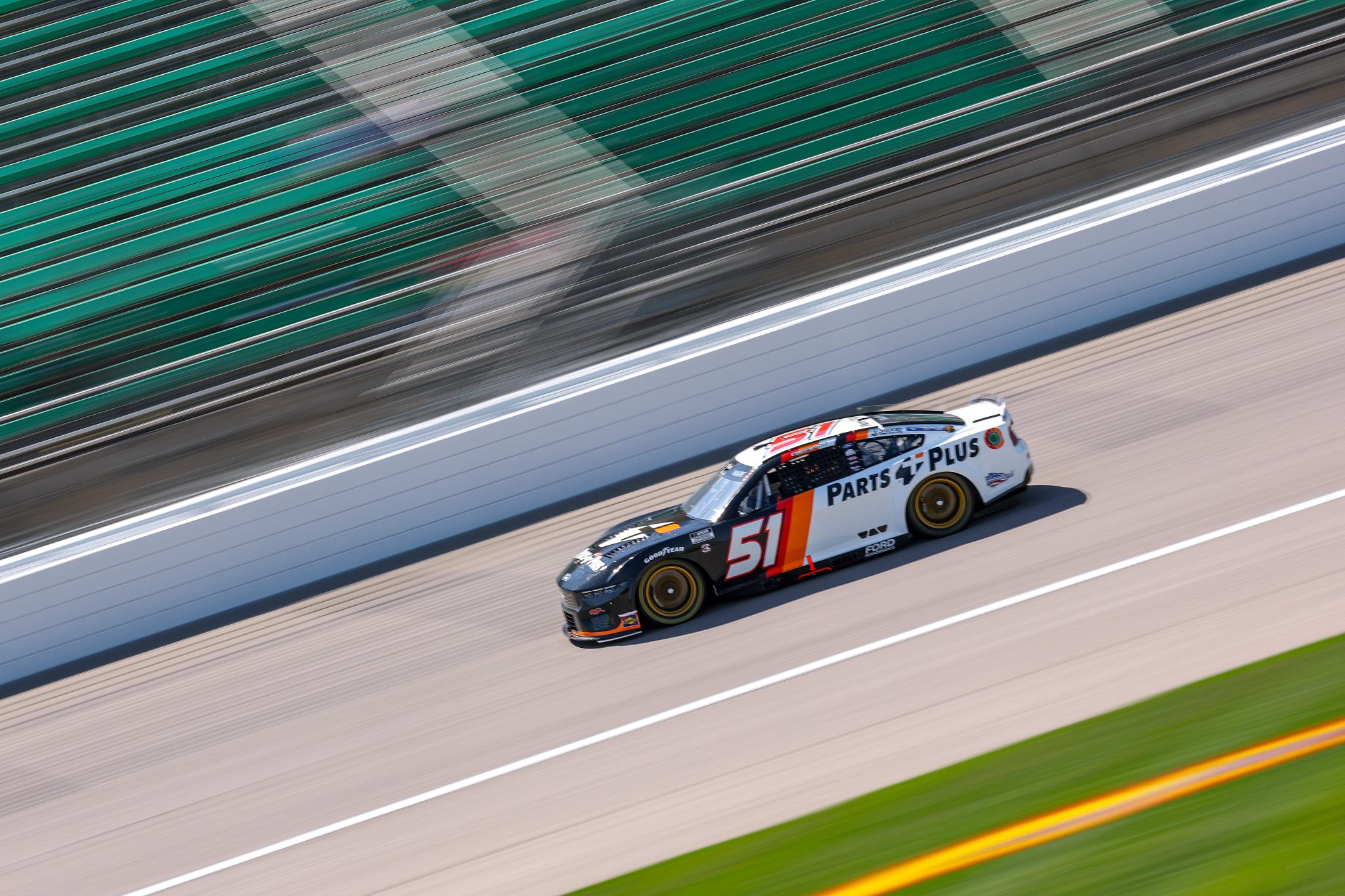 KANSAS CITY, KANSAS - MAY 10: Cody Ware, driver of the #51 Parts Plus Ford, drives during practice for the NASCAR Cup Series AdventHealth 400 at Kansas Speedway on May 10, 2025 in Kansas City, Kansas. (Photo by Jamie Squire/Getty Images) | Getty Images