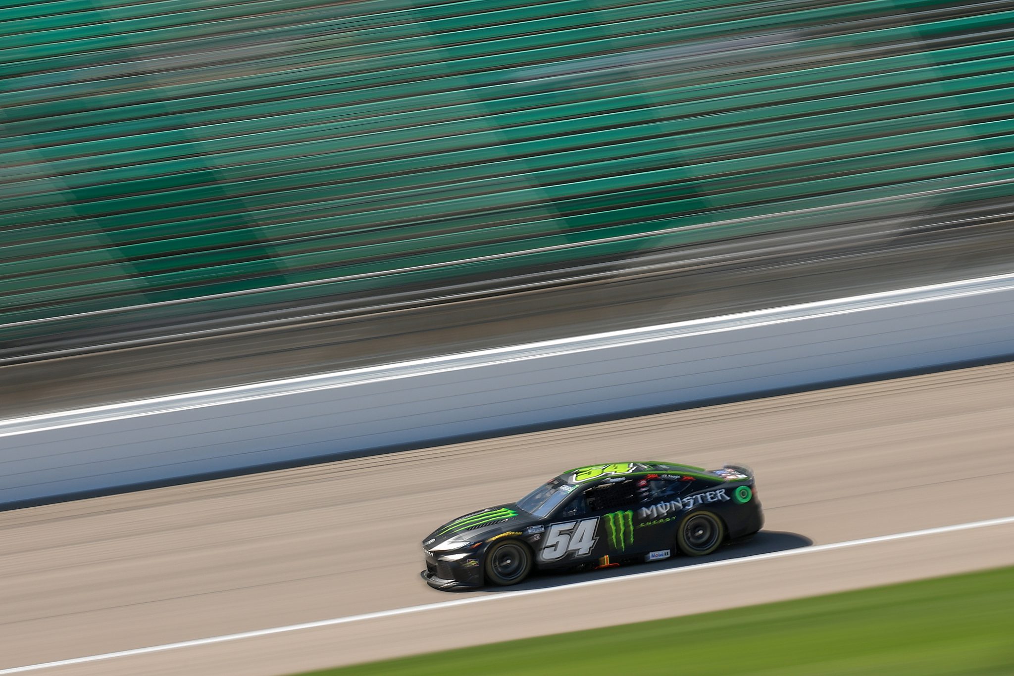 KANSAS CITY, KANSAS - MAY 10: Ty Gibbs, driver of the #54 Monster Energy Toyota, drives during practice for the NASCAR Cup Series AdventHealth 400 at Kansas Speedway on May 10, 2025 in Kansas City, Kansas. (Photo by Chris Graythen/Getty Images) | Getty Images