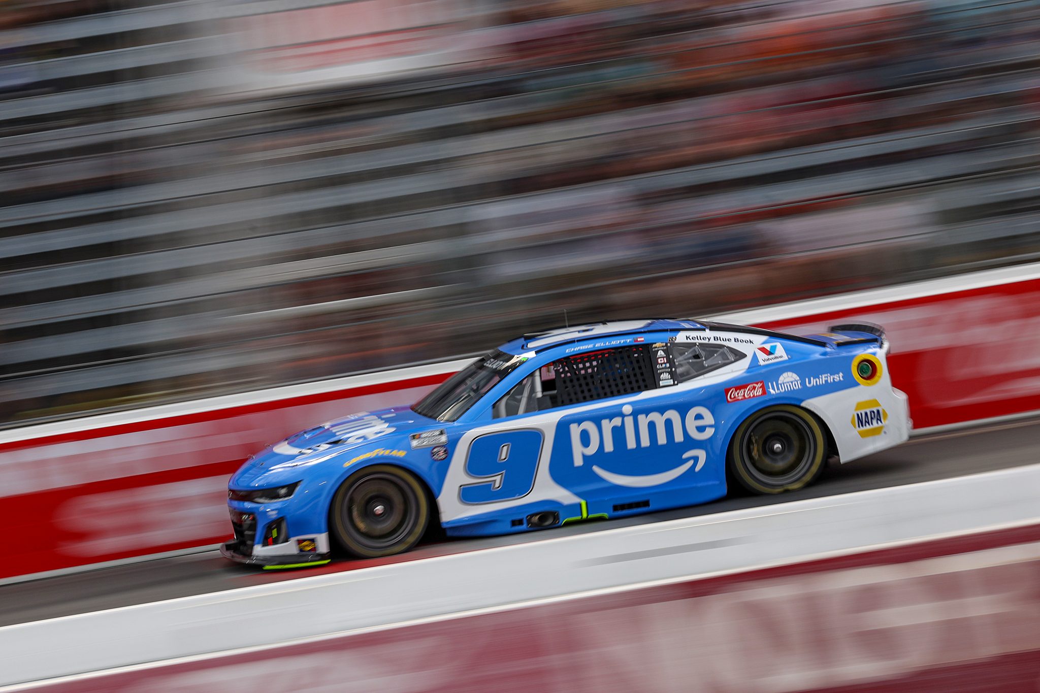 NORTH WILKESBORO, NORTH CAROLINA - MAY 16: Chase Elliott, driver of the #9 Amazon Prime Video Chevrolet, drives during practice for the NASCAR Cup Series All-Star Open and All-Star Entries at North Wilkesboro Speedway on May 16, 2025 in North Wilkesboro, North Carolina. (Photo by James Gilbert/Getty Images) | Getty Images