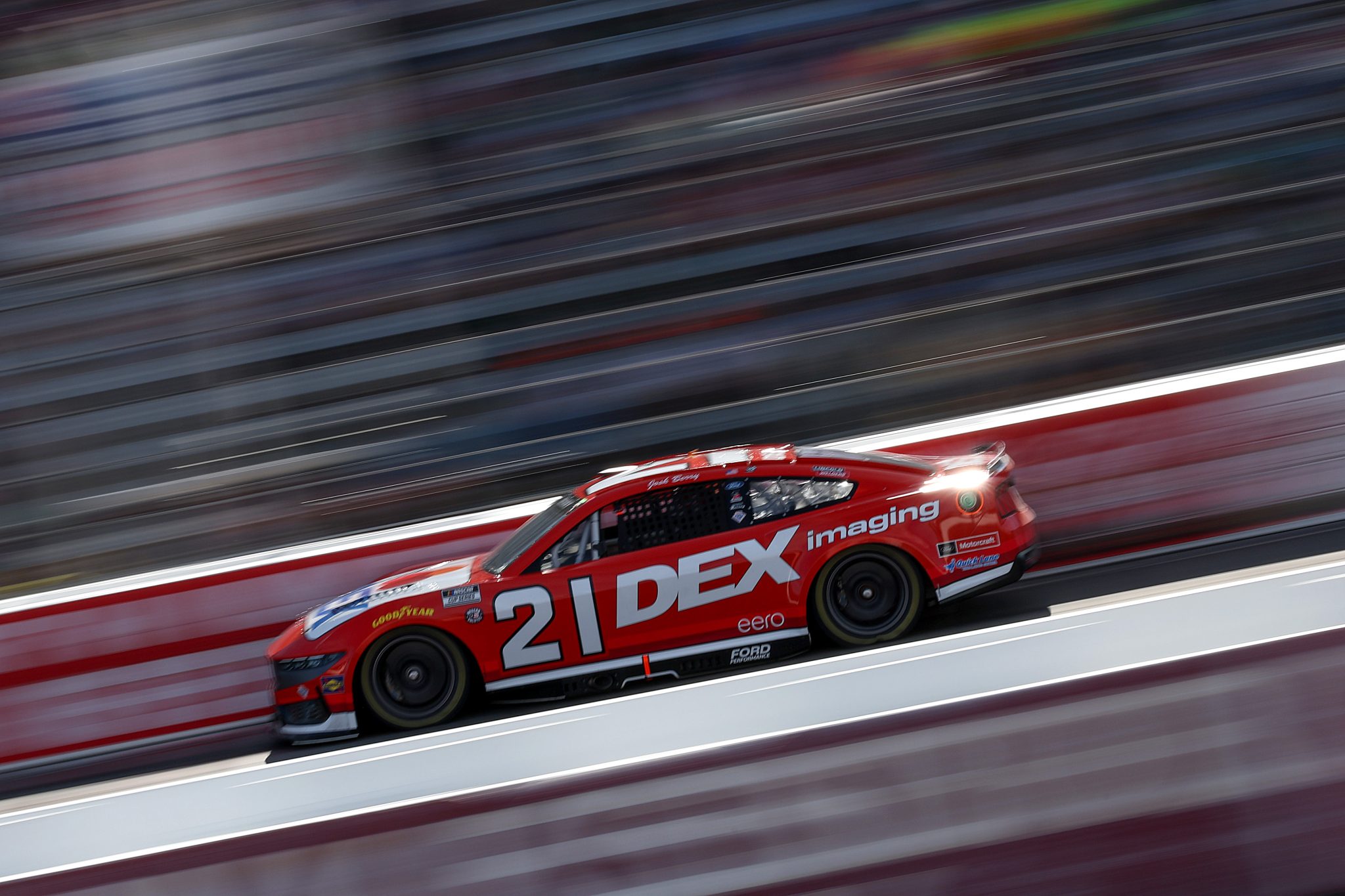 NORTH WILKESBORO, NORTH CAROLINA - MAY 17: Josh Berry, driver of the #21 DEX Imaging Ford, drives during NASCAR Cup Series All-Star Race qualifying heat #1 at North Wilkesboro Speedway on May 17, 2025 in North Wilkesboro, North Carolina. (Photo by David Jensen/Getty Images) | Getty Images