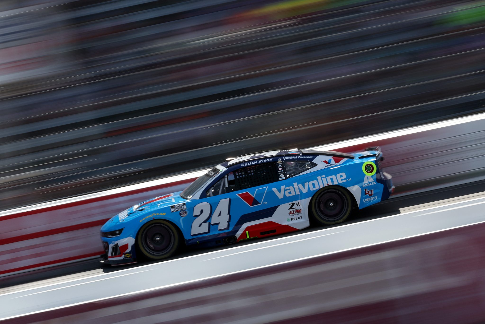 NORTH WILKESBORO, NORTH CAROLINA - MAY 17: William Byron, driver of the #24 Valvoline Chevrolet, drives during NASCAR Cup Series All-Star Race qualifying heat #1 at North Wilkesboro Speedway on May 17, 2025 in North Wilkesboro, North Carolina. (Photo by David Jensen/Getty Images) | Getty Images