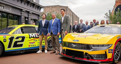 Ryan Blaney, Mayor Chris Carney, Joey Logano
