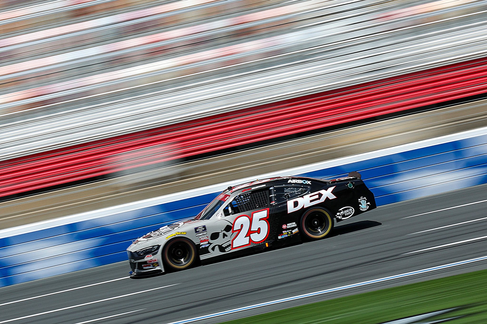 CONCORD, NORTH CAROLINA - MAY 24: Harrison Burton, driver of the #25 Dead On Tools/DEX Imaging Ford, drives during practice for the NASCAR Xfinity Series BetMGM 300 at Charlotte Motor Speedway on May 24, 2025 in Concord, North Carolina. (Photo by David Jensen/Getty Images) | Getty Images