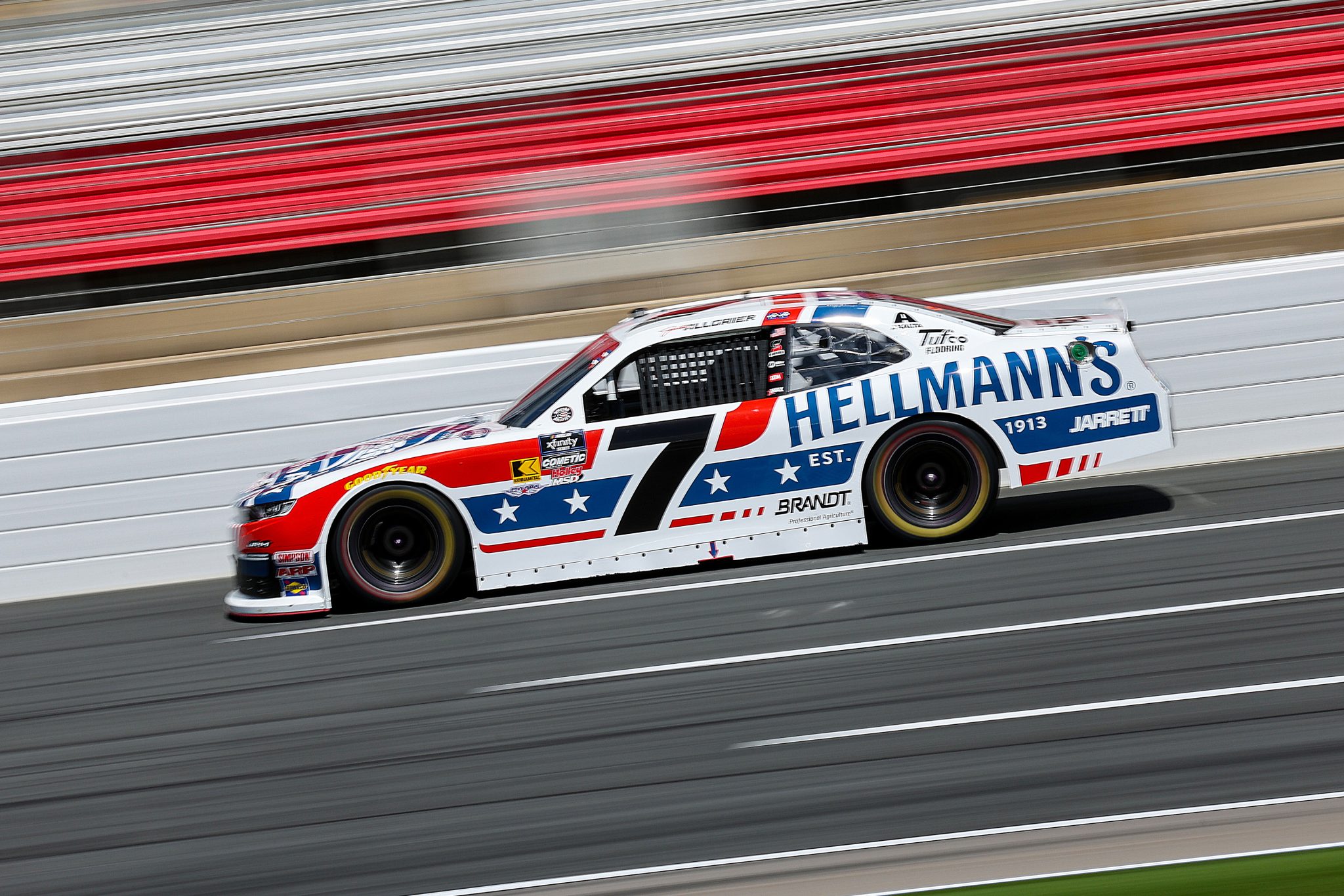 CONCORD, NORTH CAROLINA - MAY 24: Justin Allgaier, driver of the #7 Hellmann's/Commissary Chevrolet, drives during practice for the NASCAR Xfinity Series BetMGM 300 at Charlotte Motor Speedway on May 24, 2025 in Concord, North Carolina. (Photo by David Jensen/Getty Images) | Getty Images