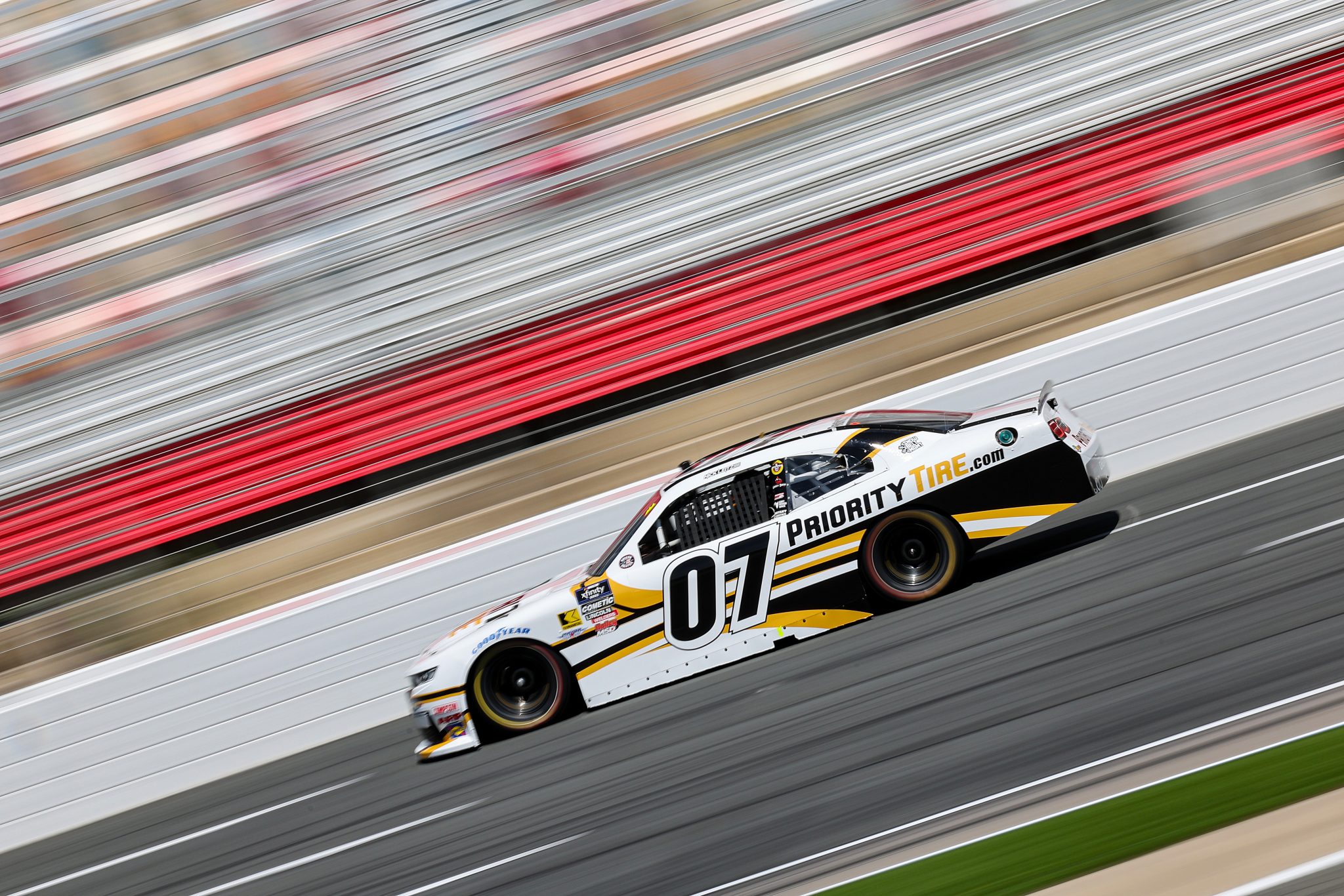 CONCORD, NORTH CAROLINA - MAY 24: Nick Leitz, driver of the #07 Priority Tire Chevrolet, drives during practice for the NASCAR Xfinity Series BetMGM 300 at Charlotte Motor Speedway on May 24, 2025 in Concord, North Carolina. (Photo by David Jensen/Getty Images) | Getty Images
