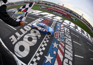 CONCORD, NORTH CAROLINA - MAY 24: William Byron, driver of the #17 HendrickCars.com Chevrolet, takes the checkered flag to win the NASCAR Xfinity Series BetMGM 300 at Charlotte Motor Speedway on May 24, 2025 in Concord, North Carolina. (Photo by David Jensen/Getty Images) | Getty Images