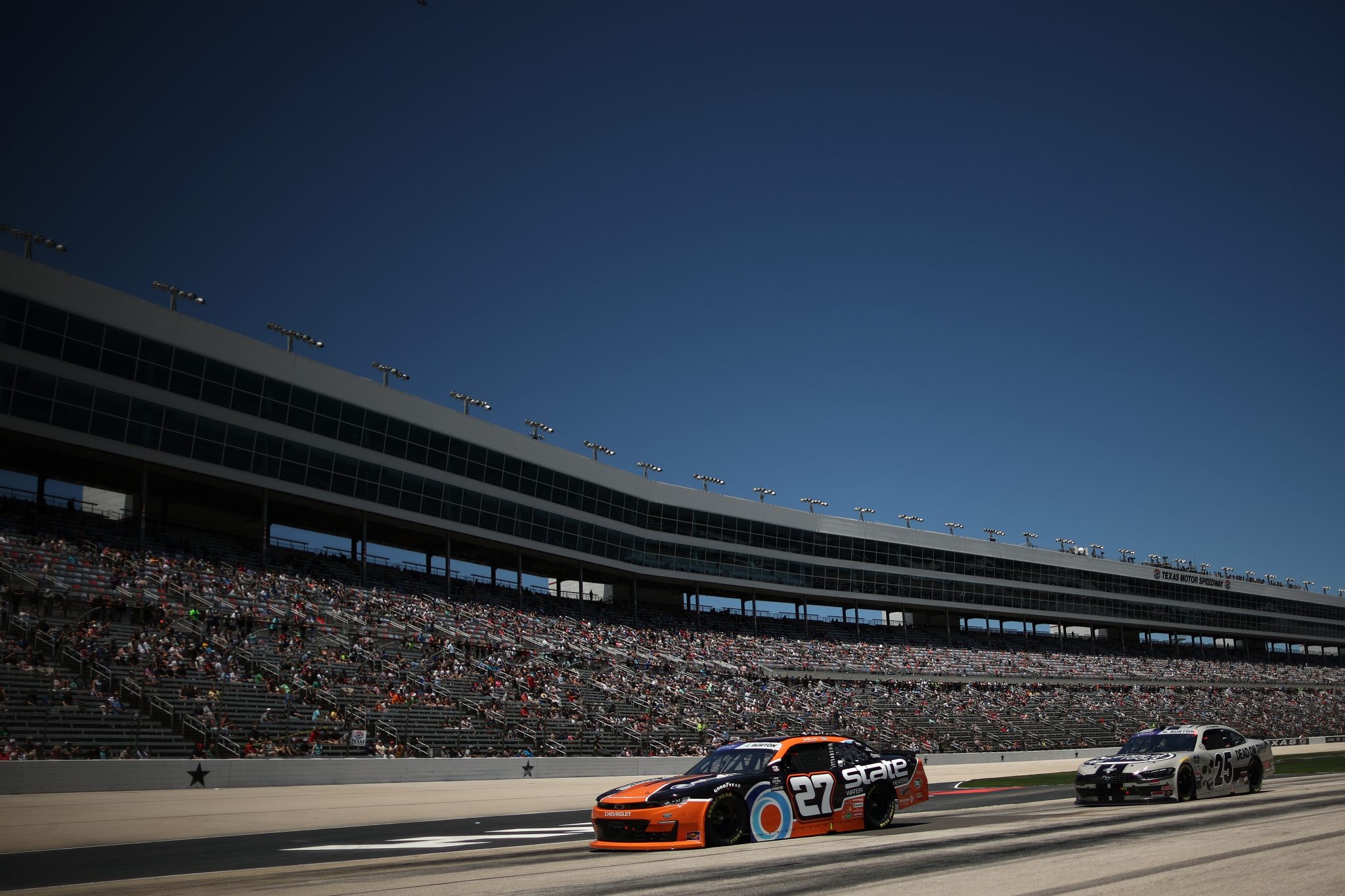 FORT WORTH, TEXAS - MAY 03: Jeb Burton, driver of the #27 State Water Heaters Chevrolet, enters the track during the NASCAR Xfinity Series Andy's Frozen Custard 300 at Texas Motor Speedway on May 03, 2025 in Fort Worth, Texas. (Photo by Chris Graythen/Getty Images) | Getty Images