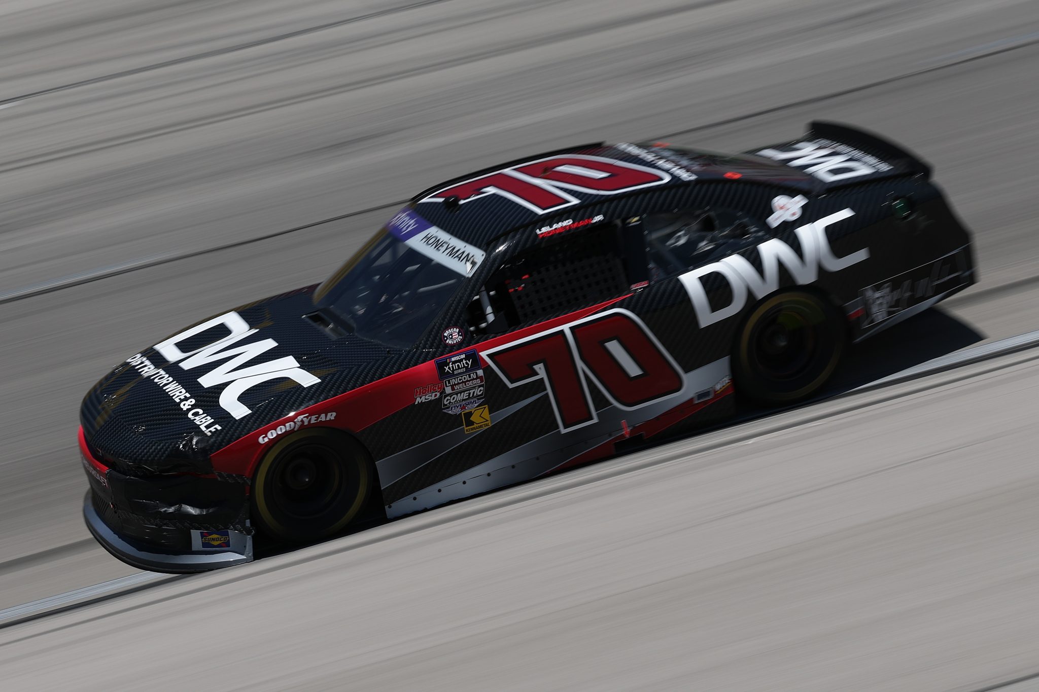 FORT WORTH, TEXAS - MAY 03: Leland Honeyman, driver of the #70 DWC Chevrolet, drives during the NASCAR Xfinity Series Andy's Frozen Custard 300 at Texas Motor Speedway on May 03, 2025 in Fort Worth, Texas. (Photo by Kenneth Richmond/Getty Images) | Getty Images