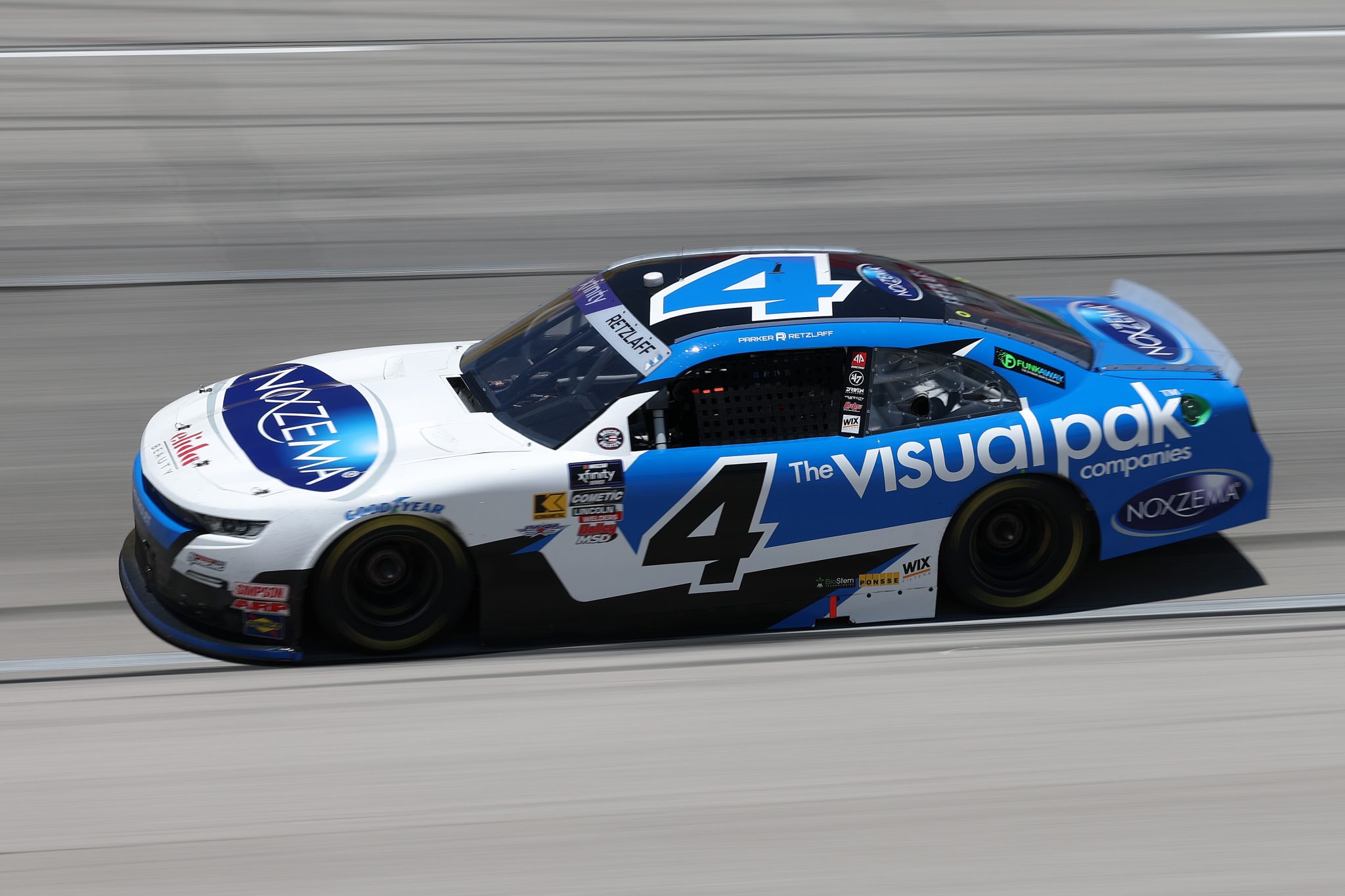 FORT WORTH, TEXAS - MAY 03: Parker Retzlaff, driver of the #4 Noxzema Chevrolet, drives during the NASCAR Xfinity Series Andy's Frozen Custard 300 at Texas Motor Speedway on May 03, 2025 in Fort Worth, Texas. (Photo by Kenneth Richmond/Getty Images) | Getty Images