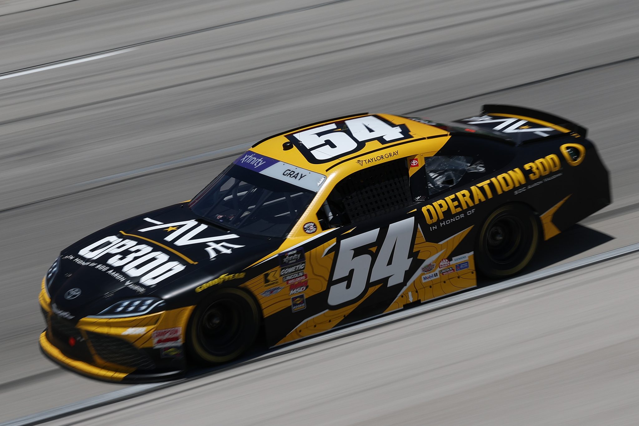 FORT WORTH, TEXAS - MAY 03: Taylor Gray, driver of the #54 Operation 300 Toyota, drives during the NASCAR Xfinity Series Andy's Frozen Custard 300 at Texas Motor Speedway on May 03, 2025 in Fort Worth, Texas. (Photo by Kenneth Richmond/Getty Images) | Getty Images