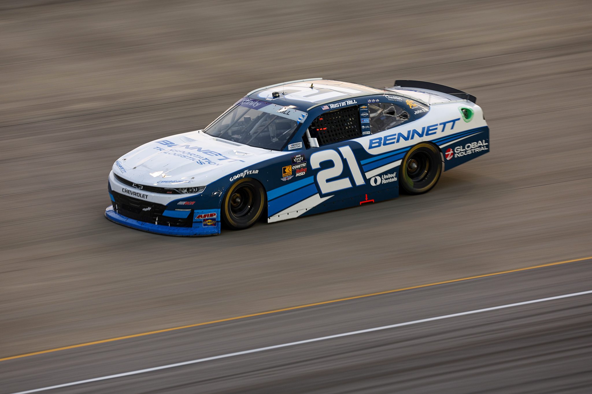 LEBANON, TENNESSEE - MAY 31: Austin Hill, driver of the #21 Bennett Transportation Chevrolet, drives during the NASCAR Xfinity Series Tennessee Lottery 250 at Nashville Superspeedway on May 31, 2025 in Lebanon, Tennessee. (Photo by James Gilbert/Getty Images) | Getty Images