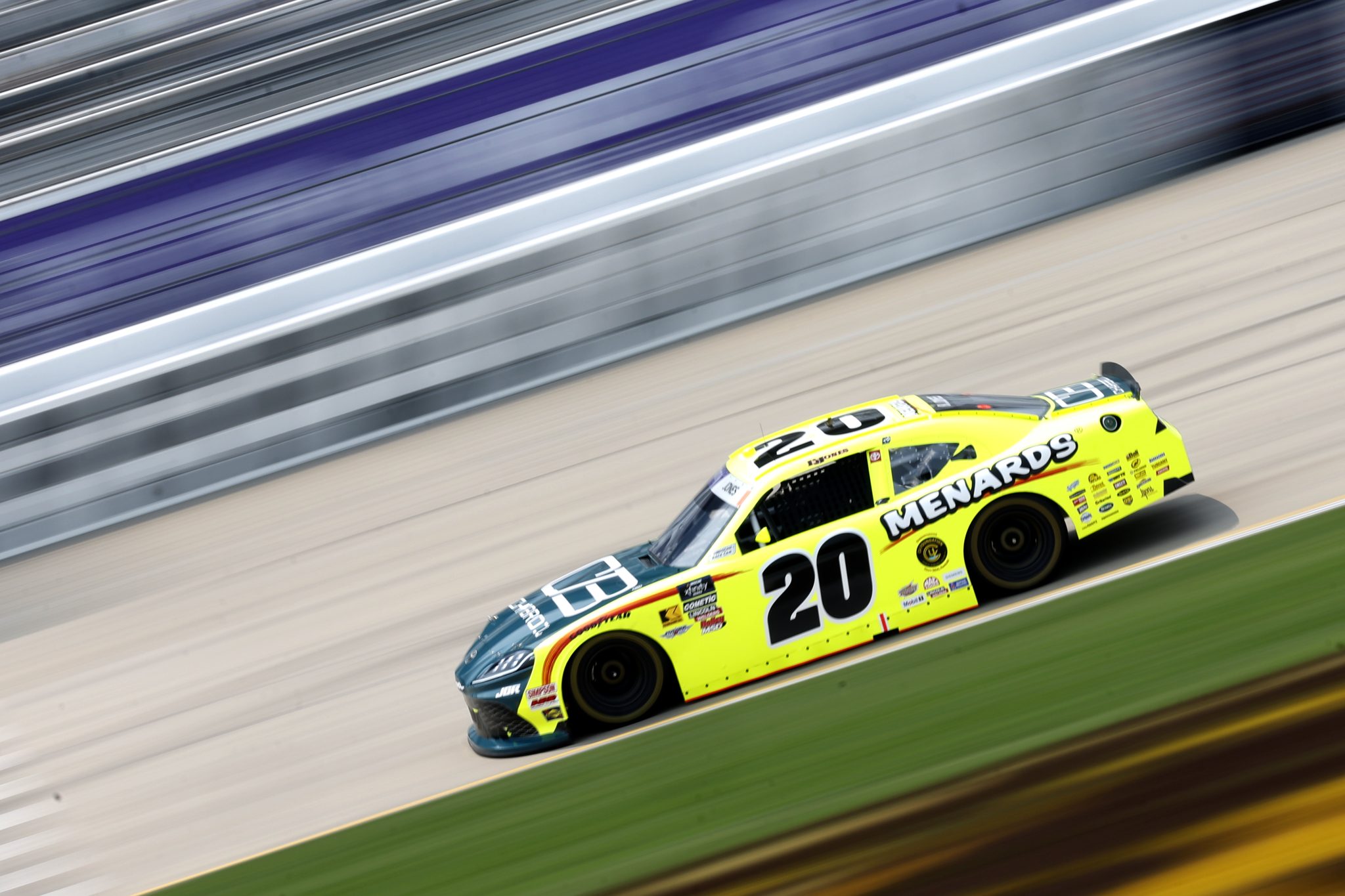 LEBANON, TENNESSEE - MAY 31: Brandon Jones, driver of the #20 Menards/Charbroil Toyota, drives during practice for the NASCAR Xfinity Series Tennessee Lottery 250 at Nashville Superspeedway on May 31, 2025 in Lebanon, Tennessee. (Photo by Sean Gardner/Getty Images) | Getty Images