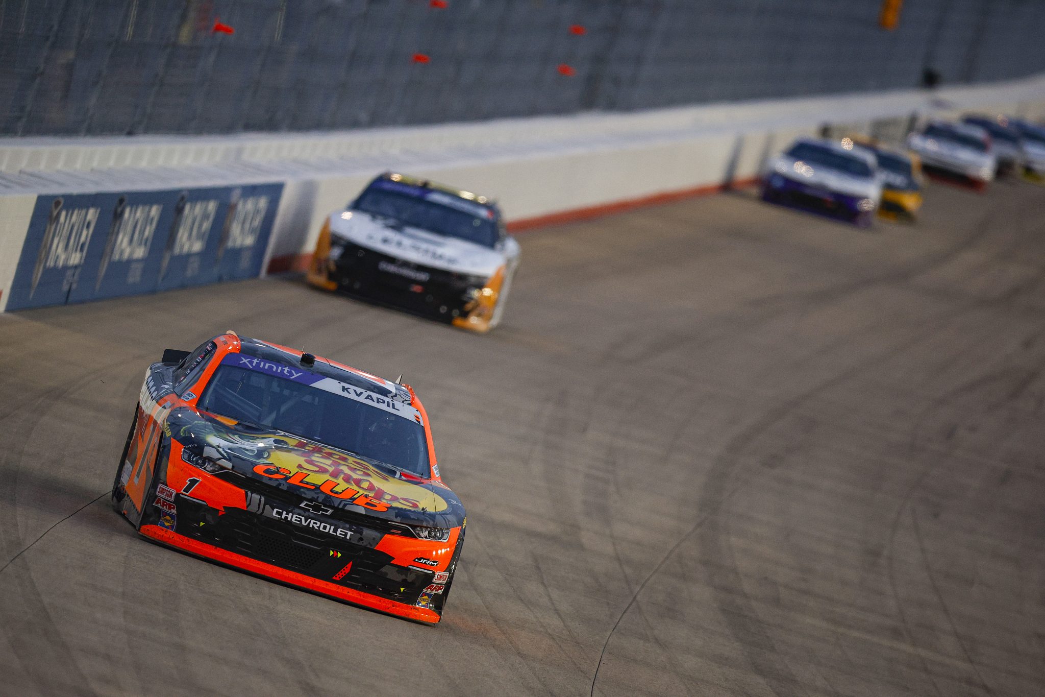 LEBANON, TENNESSEE - MAY 31: Carson Kvapil, driver of the #1 Bass Pro Shops/Clarience Tech Chevrolet, drives during the NASCAR Xfinity Series Tennessee Lottery 250 at Nashville Superspeedway on May 31, 2025 in Lebanon, Tennessee. (Photo by Sean Gardner/Getty Images) | Getty Images