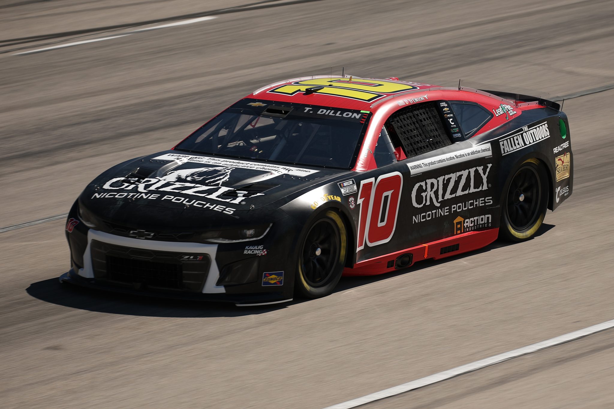 FORT WORTH, TEXAS - MAY 03: Ty Dillon, driver of the #10 Grizzly Nicotine Pouches Chevrolet, drives during practice for the NASCAR Cup Series Würth 400 at Texas Motor Speedway on May 03, 2025 in Fort Worth, Texas. (Photo by Chris Graythen/Getty Images) | Getty Images