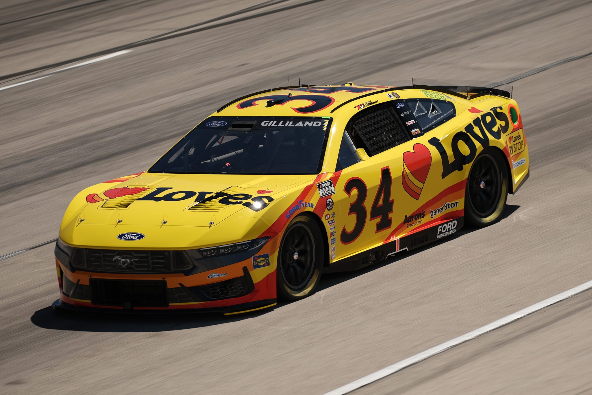 FORT WORTH, TEXAS - MAY 03: Todd Gilliland, driver of the #34 Love's Travel Stops Ford, drives during practice for the NASCAR Cup Series Würth 400 at Texas Motor Speedway on May 03, 2025 in Fort Worth, Texas. (Photo by Chris Graythen/Getty Images) | Getty Images