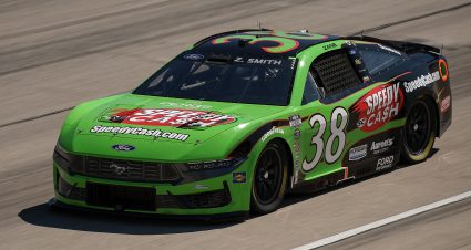 FORT WORTH, TEXAS - MAY 03: Zane Smith, driver of the #38 Speedy Cash Ford, drives during practice for the NASCAR Cup Series Würth 400 at Texas Motor Speedway on May 03, 2025 in Fort Worth, Texas. (Photo by Chris Graythen/Getty Images) | Getty Images